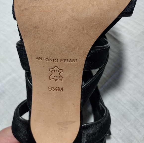 Black Velvet Antonio Melani Strappy Heels - Picture 7 of 10